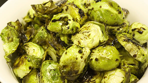 Roasted Brussels Sprouts with Aged Balsamic Drizzle
