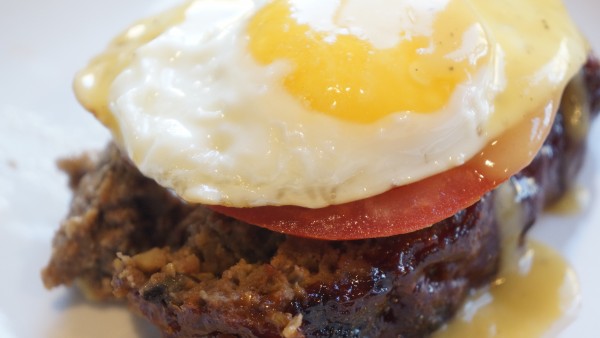 Bourbon and Coke Meatloaf with Fried Egg and Black Pepper Gravy