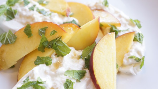Peaches and Burrata with Pear Balsamic