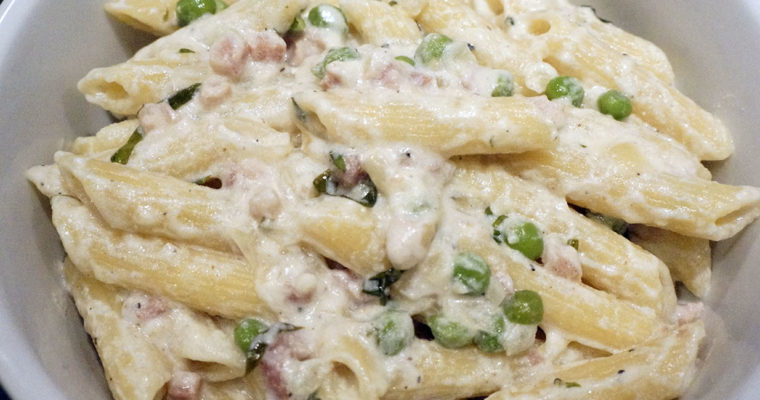 Penne with Pancetta, Peas and Ricotta